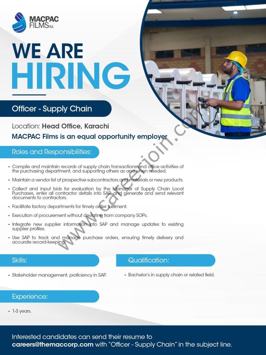 Macpac Films Limited Jobs Officer Supply Chain  1