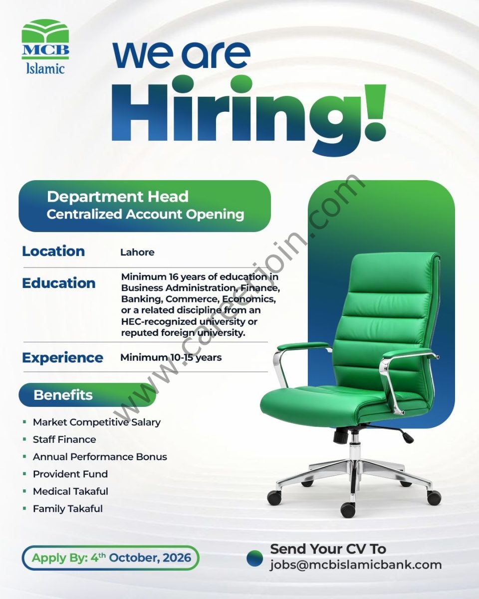 MCB Islamic Bank Jobs October 2026 3
