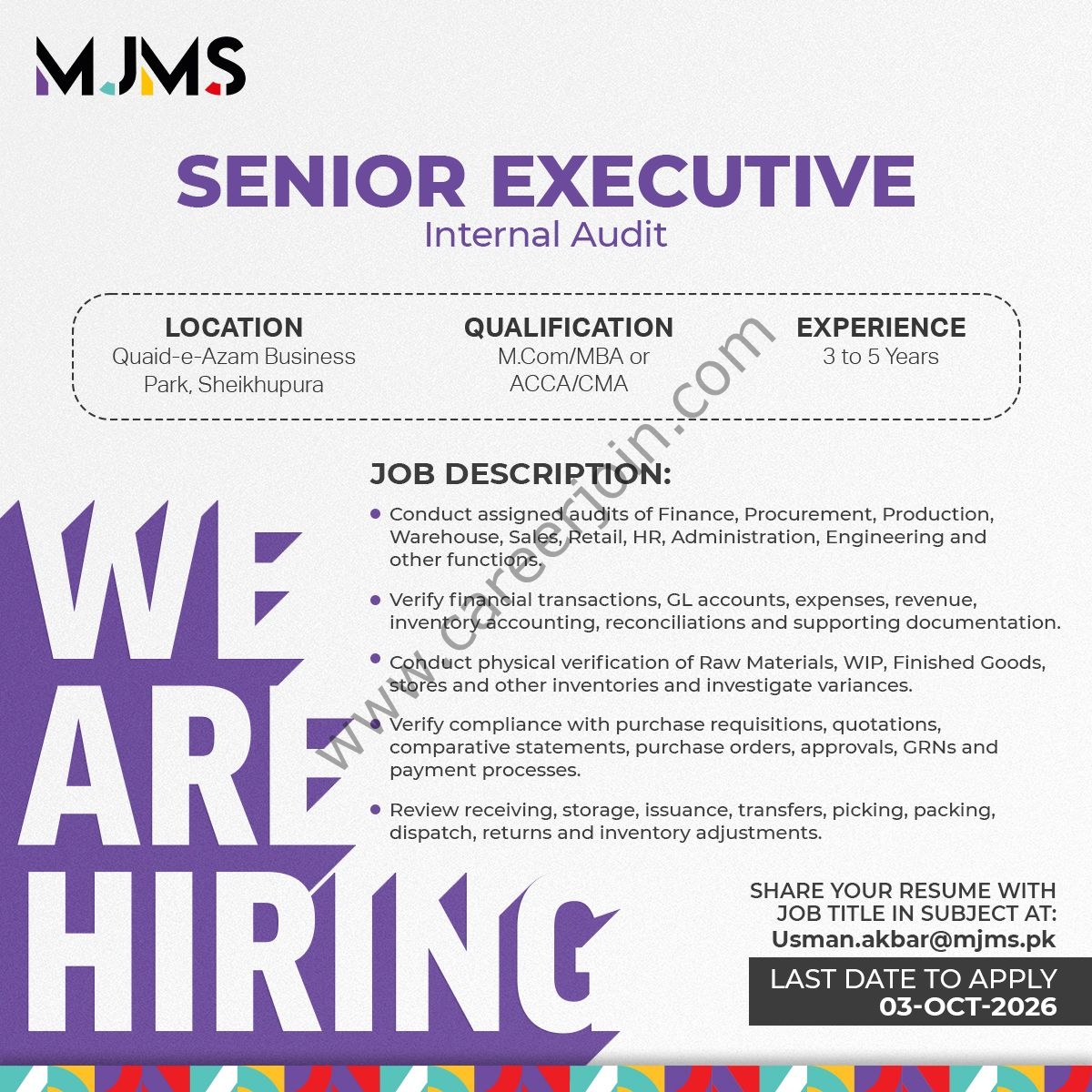 MJMS Private Limited Jobs Senior Executive Internal Audit 1