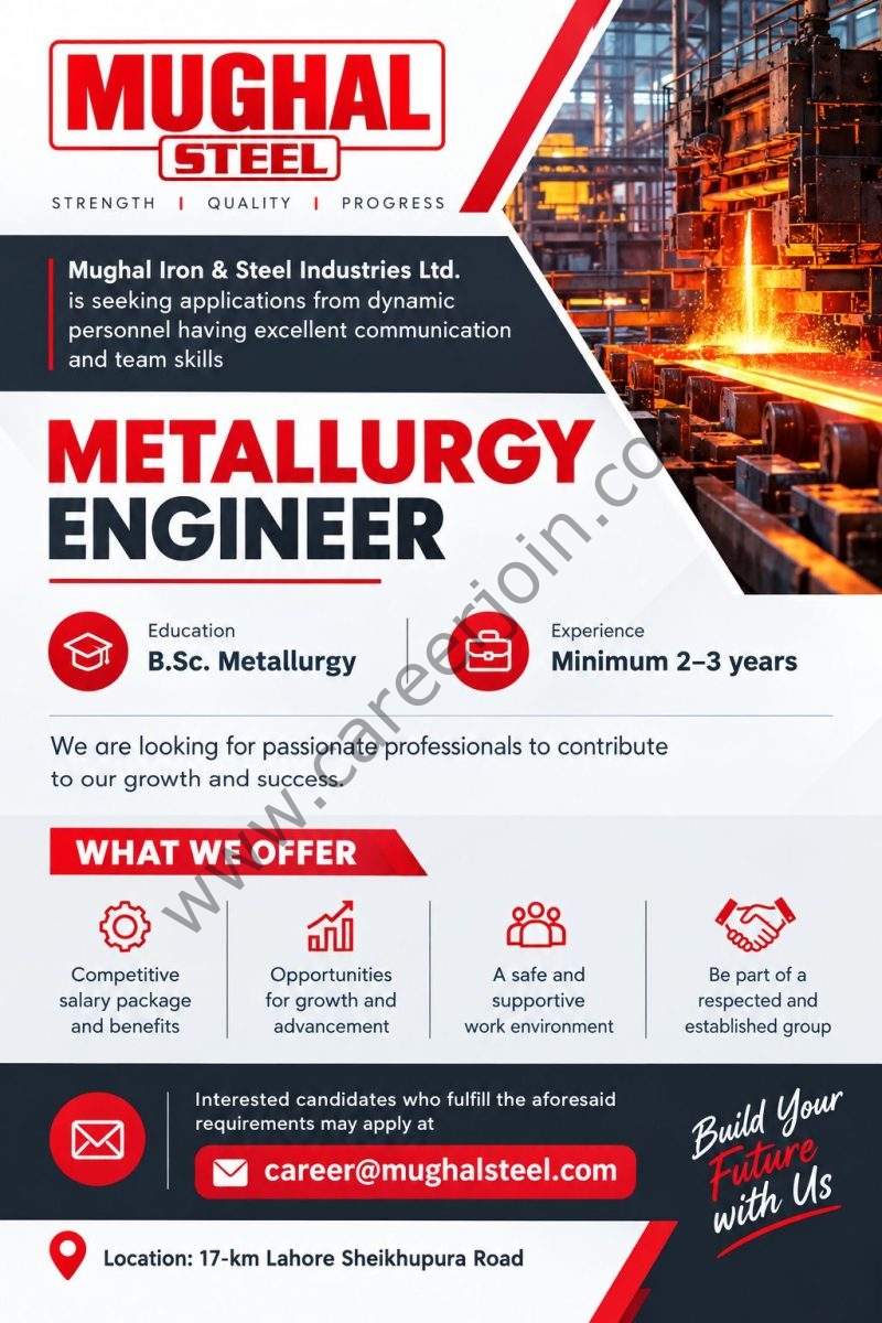 Mughal Iron & Steel Industries Ltd Jobs Metallurgy Engineer 1