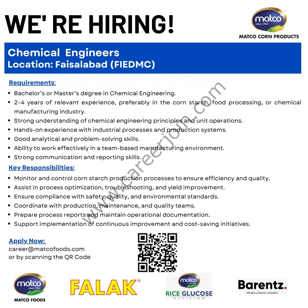 Matco Foods Limited Jobs Chemical Engineers 1
