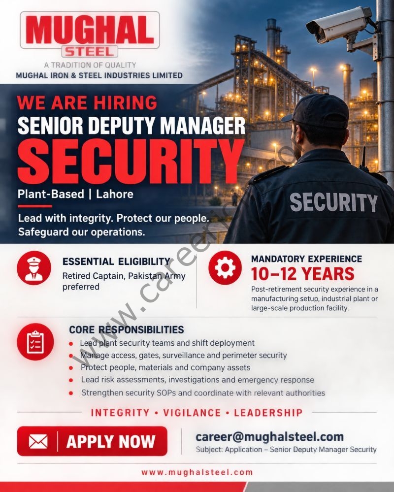 Mughal Steel Jobs Senior Deputy Manager Security 1