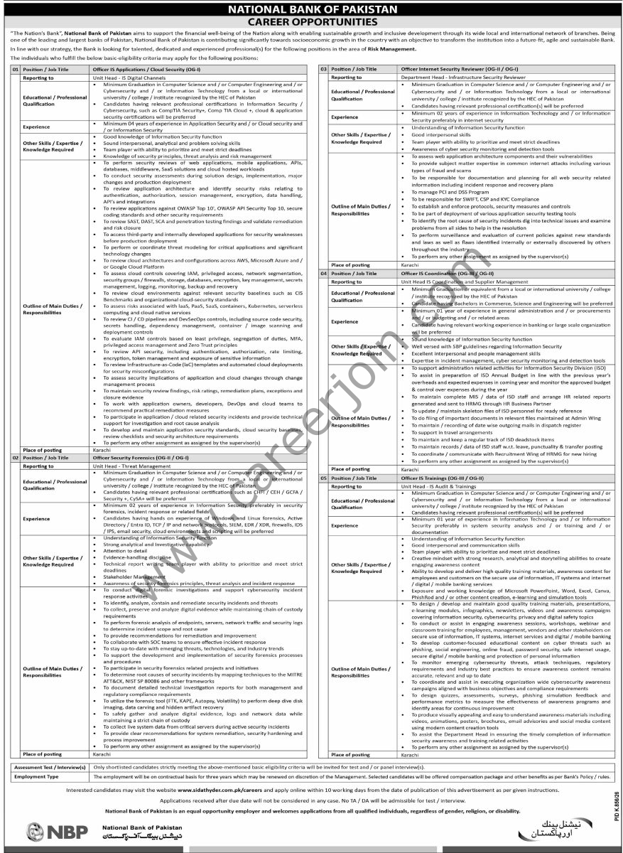 NBP National Bank Jobs 13 September 2026 Dawn 1