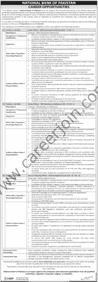 National Bank of Pakistan NBP Jobs 06 September 2026 Dawn 1