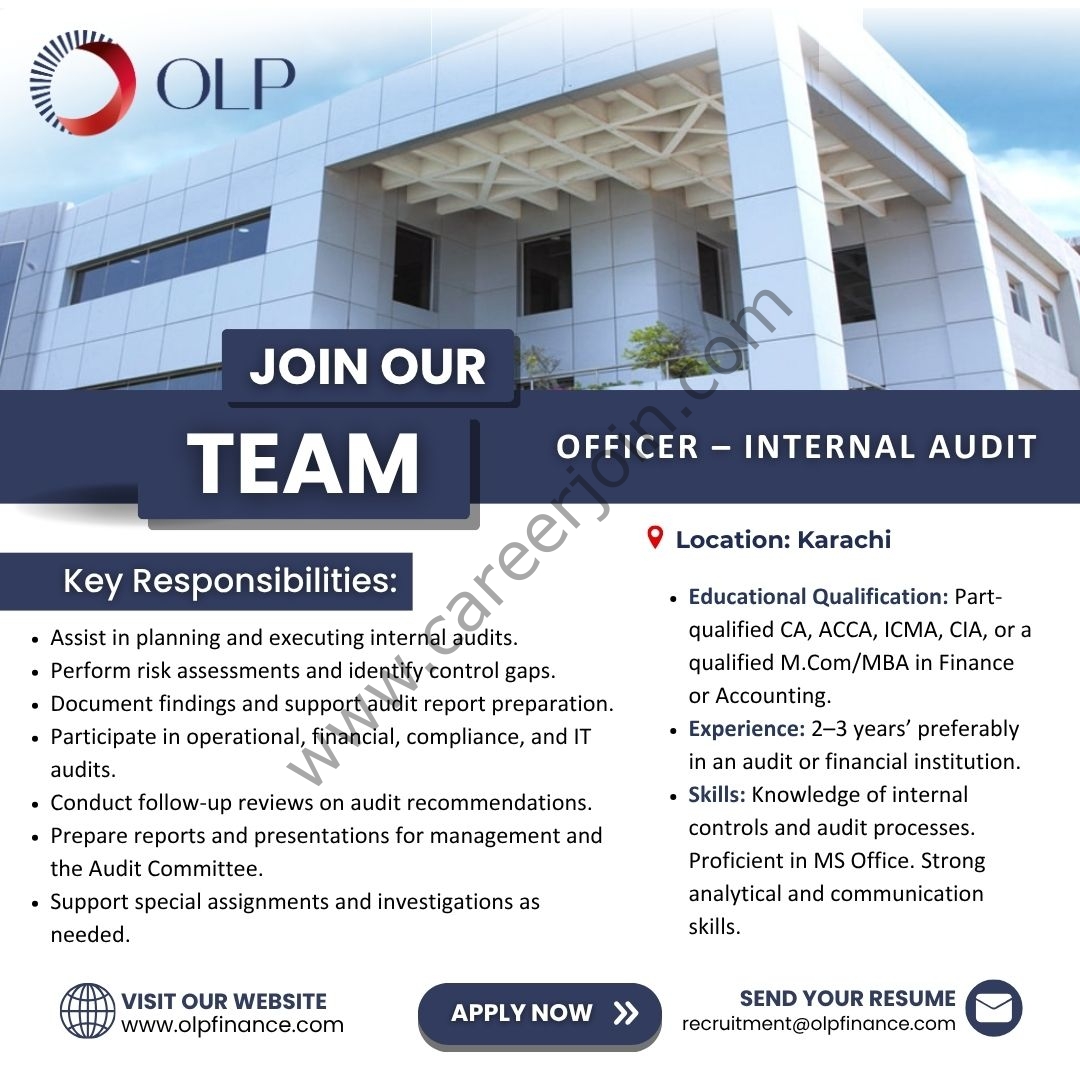 OLP Financial Services Pakistan Limited Jobs Officer Internal Audit 1