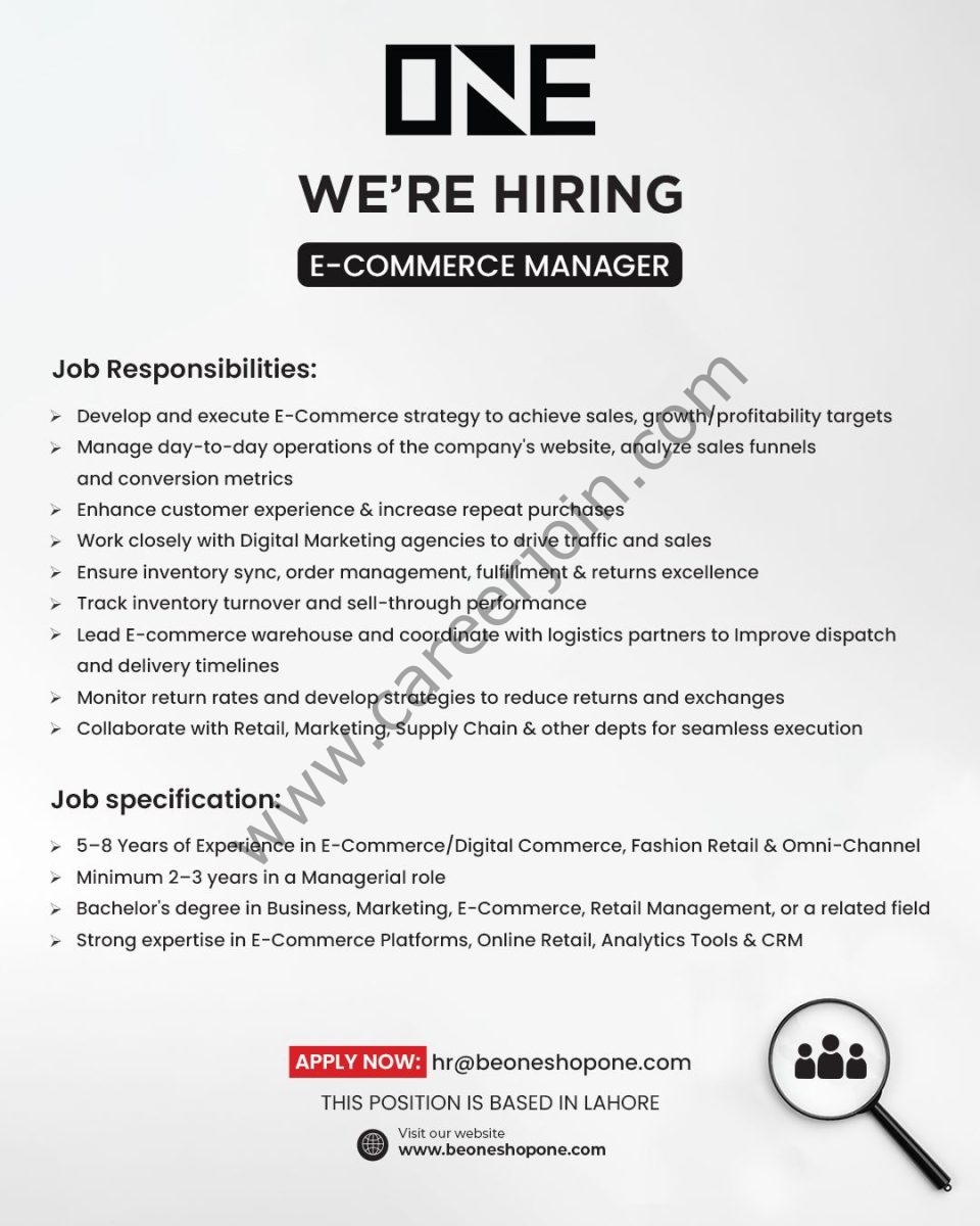 One Life Apparel Pvt Ltd Jobs E-Commerce Manager 1