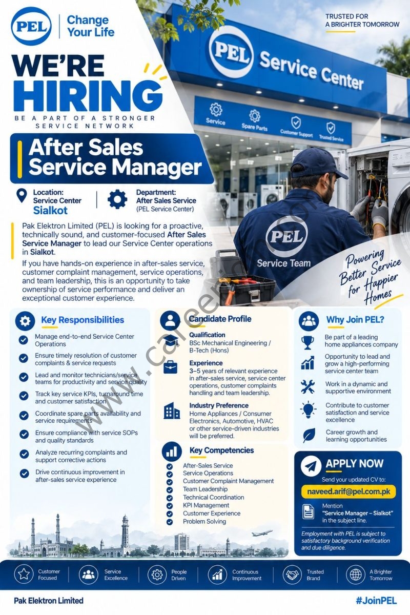 Pak Elektron Limited PEL Jobs After Sales Service Manager 1