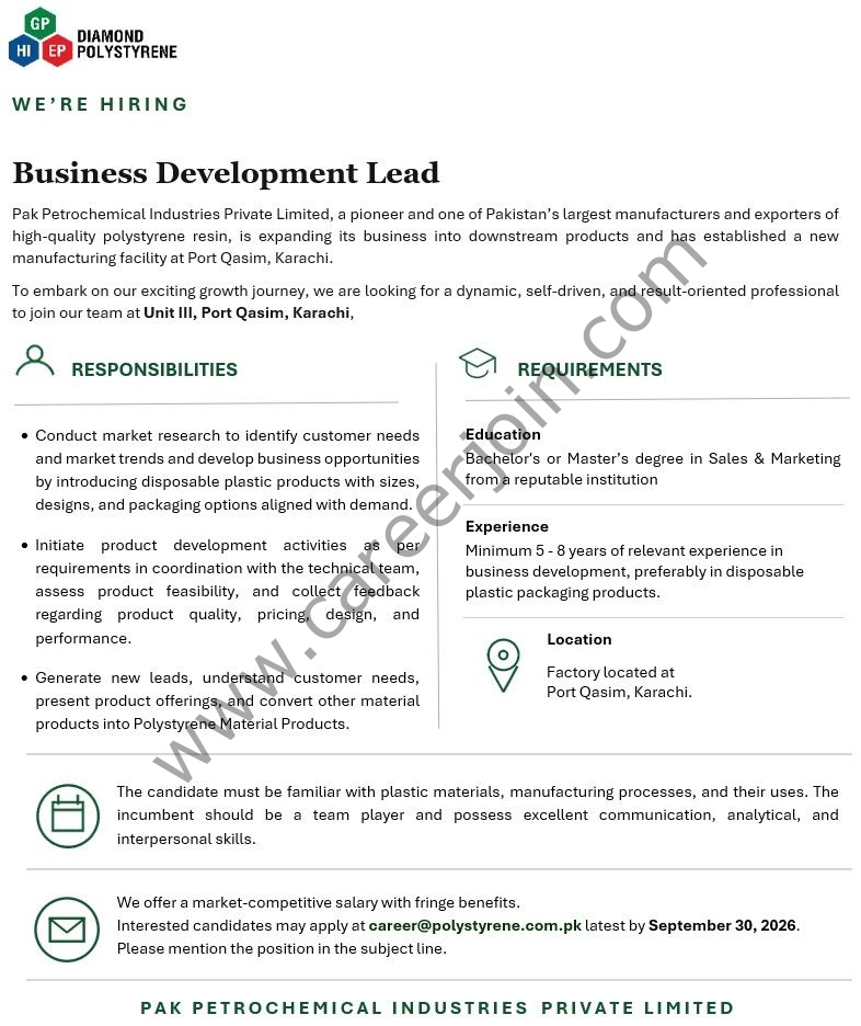 Pak Petrochemical Industries Pvt Ltd Jobs Business Development Lead 1