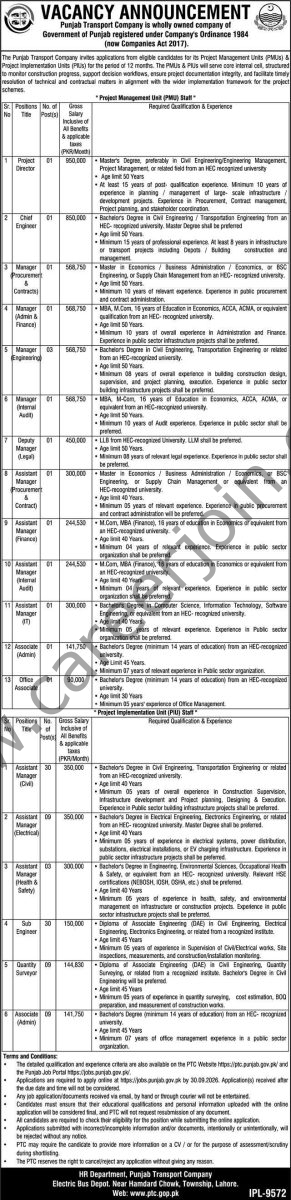Punjab Transport Company Jobs 12 September 2026 Nawaiwaqt 1