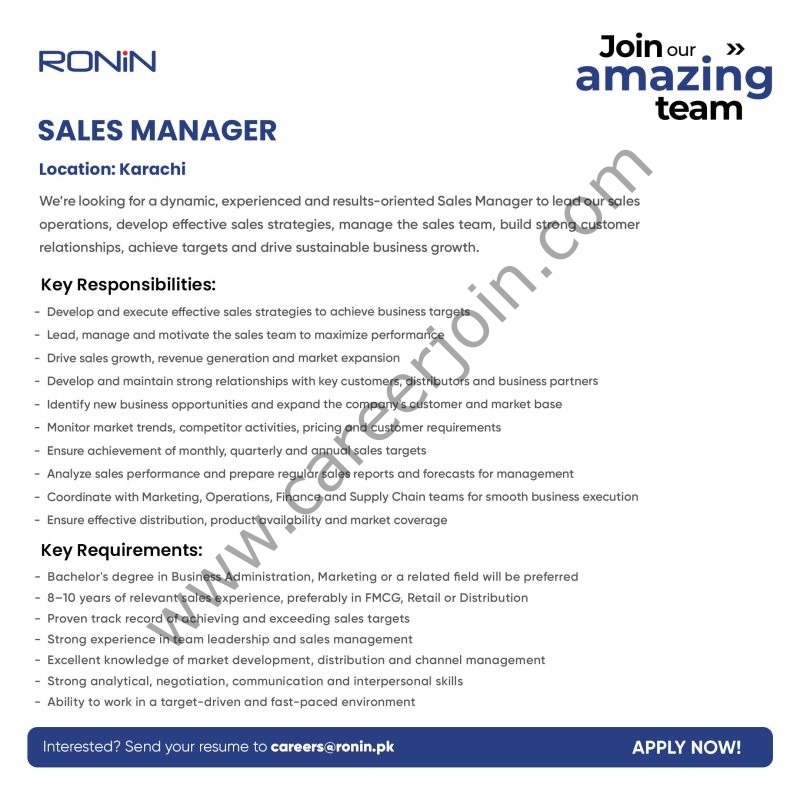 Ronin Pakistan Jobs Sales Manager 1