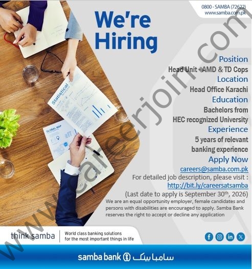 Samba Bank Limited Jobs September 2026 1