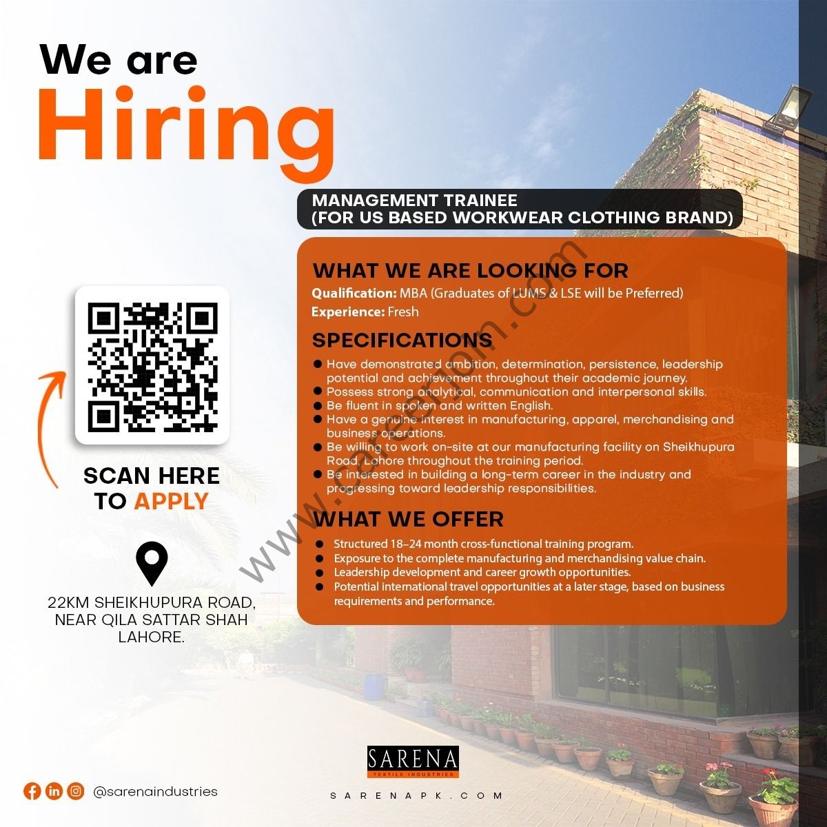 Sarena Textile Industries Jobs Management Trainee 1