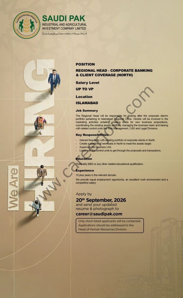 Saudi Pak Industrial & Agricultural Investment Company Limited Jobs Regional Head   1