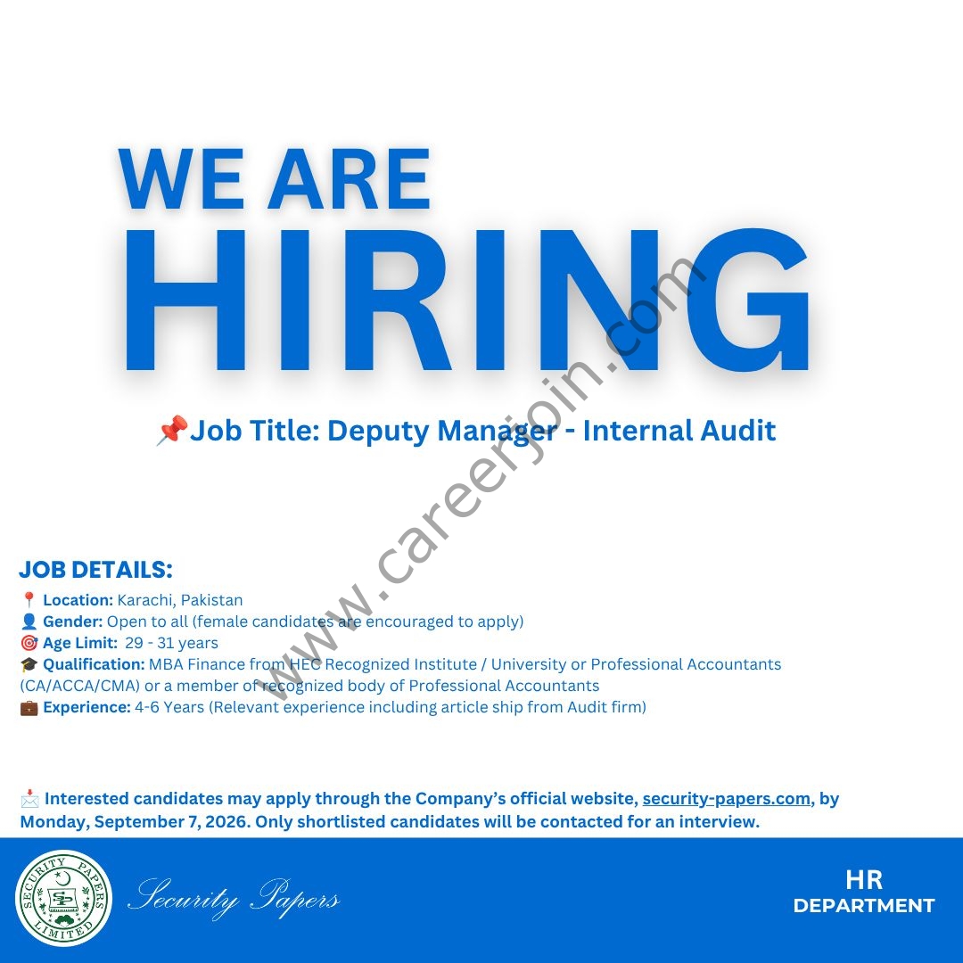 Security Papers Limited Jobs Deputy Manager Internal Audit 1