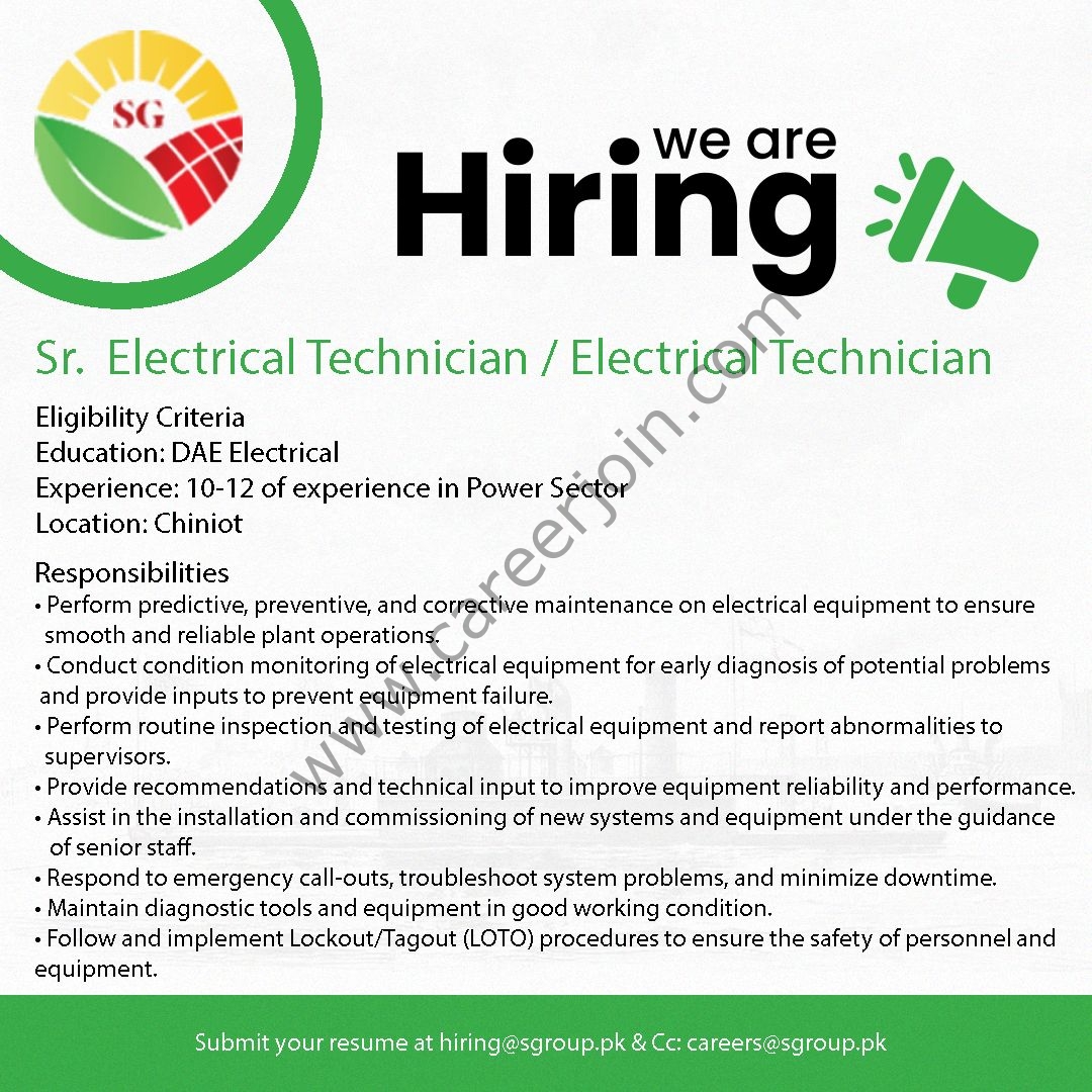 Sharif Group Jobs Electrical Technician 1
