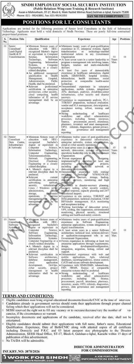 Sindh Employees Social Security Institute SESSI Jobs 05 September 2026 Dawn 1
