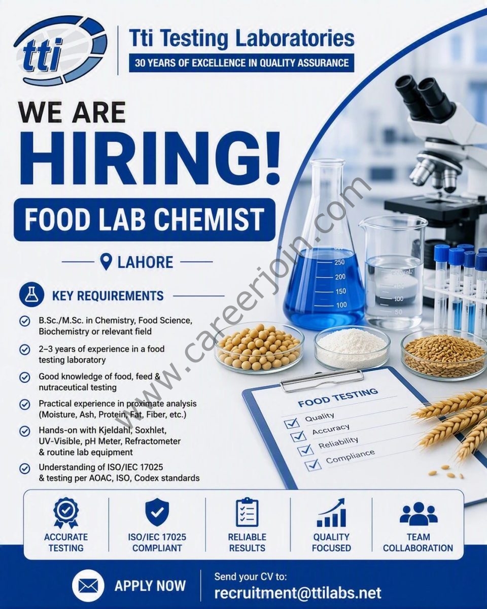 Tti Testing Laboratories Jobs Food Lab Chemist  1