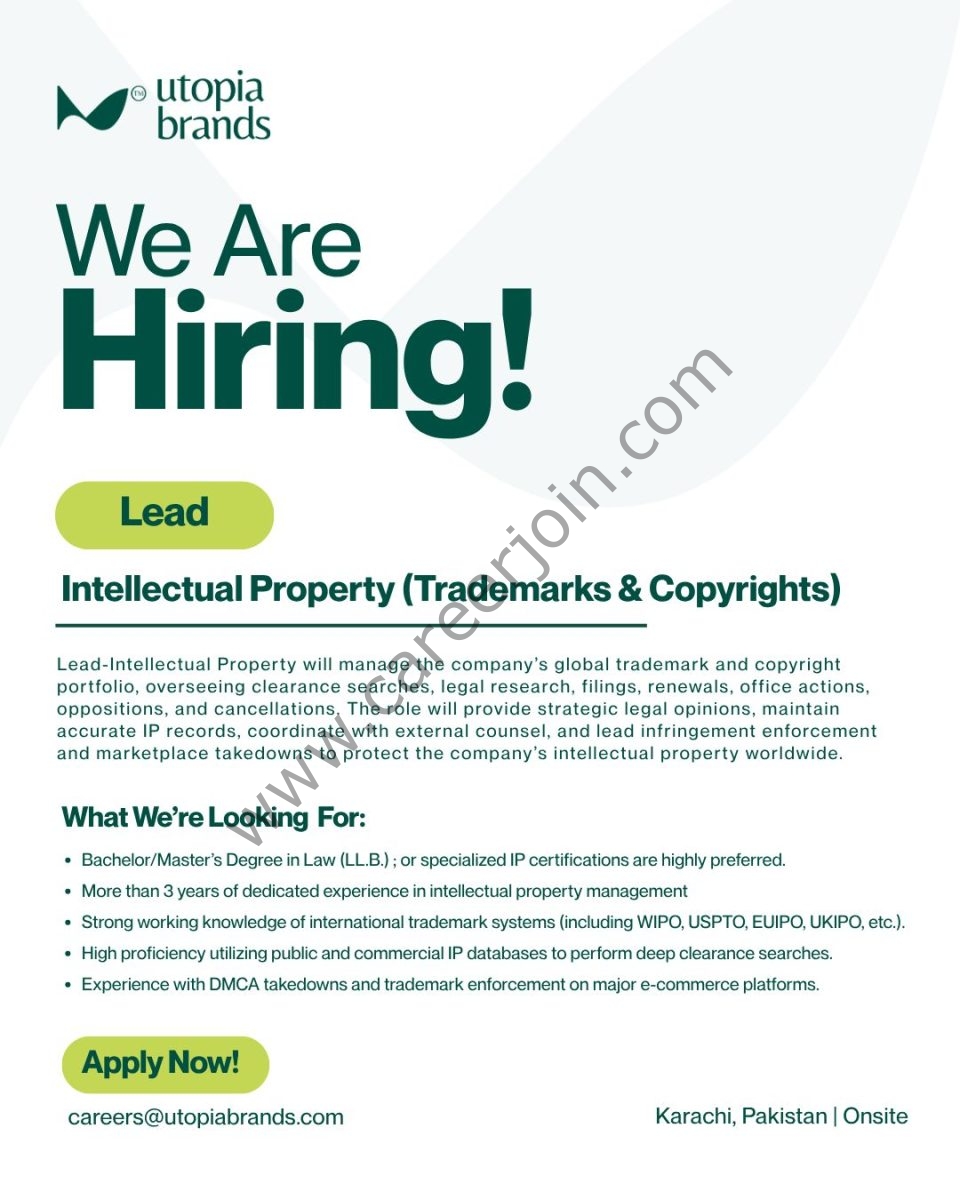 Utopia Brands Jobs Lead Intellectual Property 1