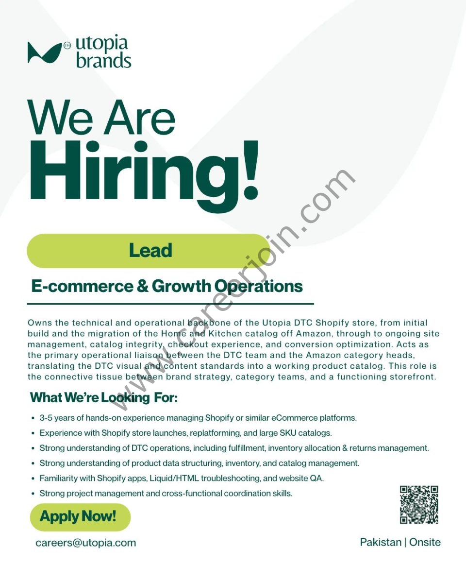  Utopia Brands Jobs Lead E-Commerce & Growth Operations  1