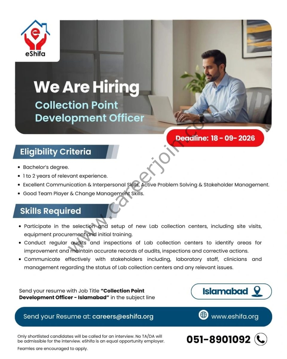 eShifa Jobs Collection Point Development Officer 1
