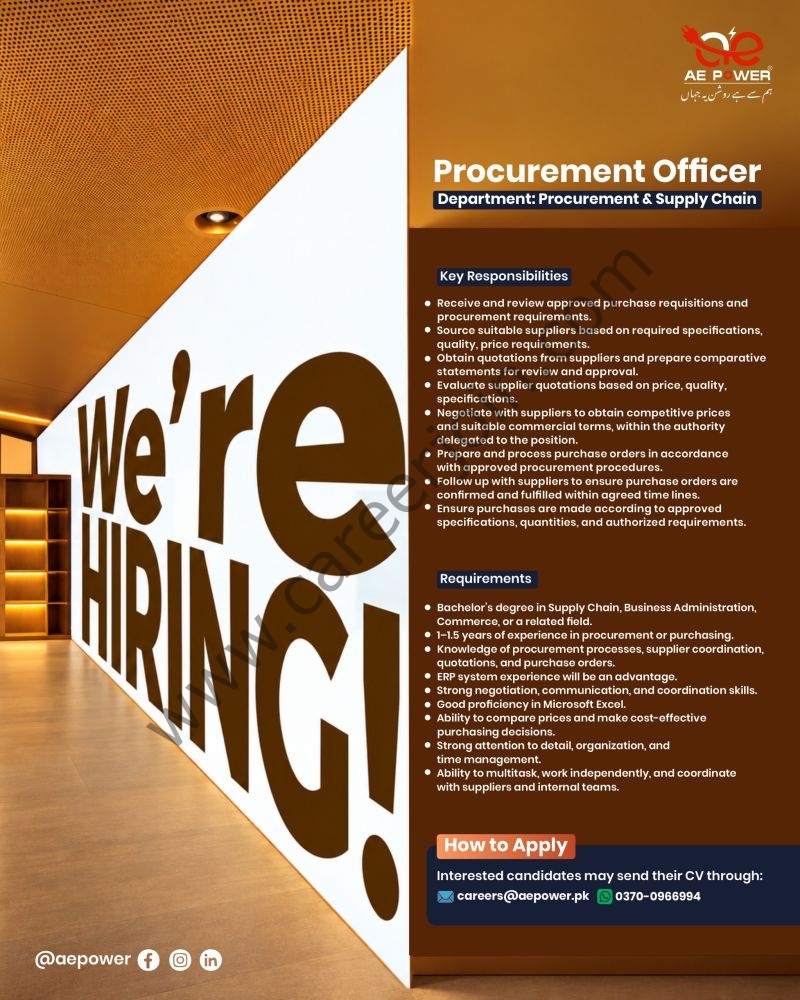 AE Power Jobs Procurement Officer 1
