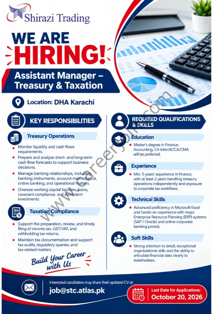 Shirazi Trading Company Jobs Assistant Manager Treasury & Taxation 1