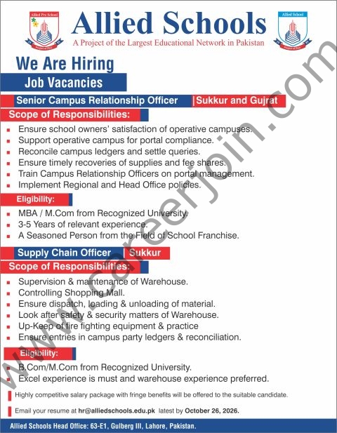 Allied Schools Jobs 08 October 2026 1