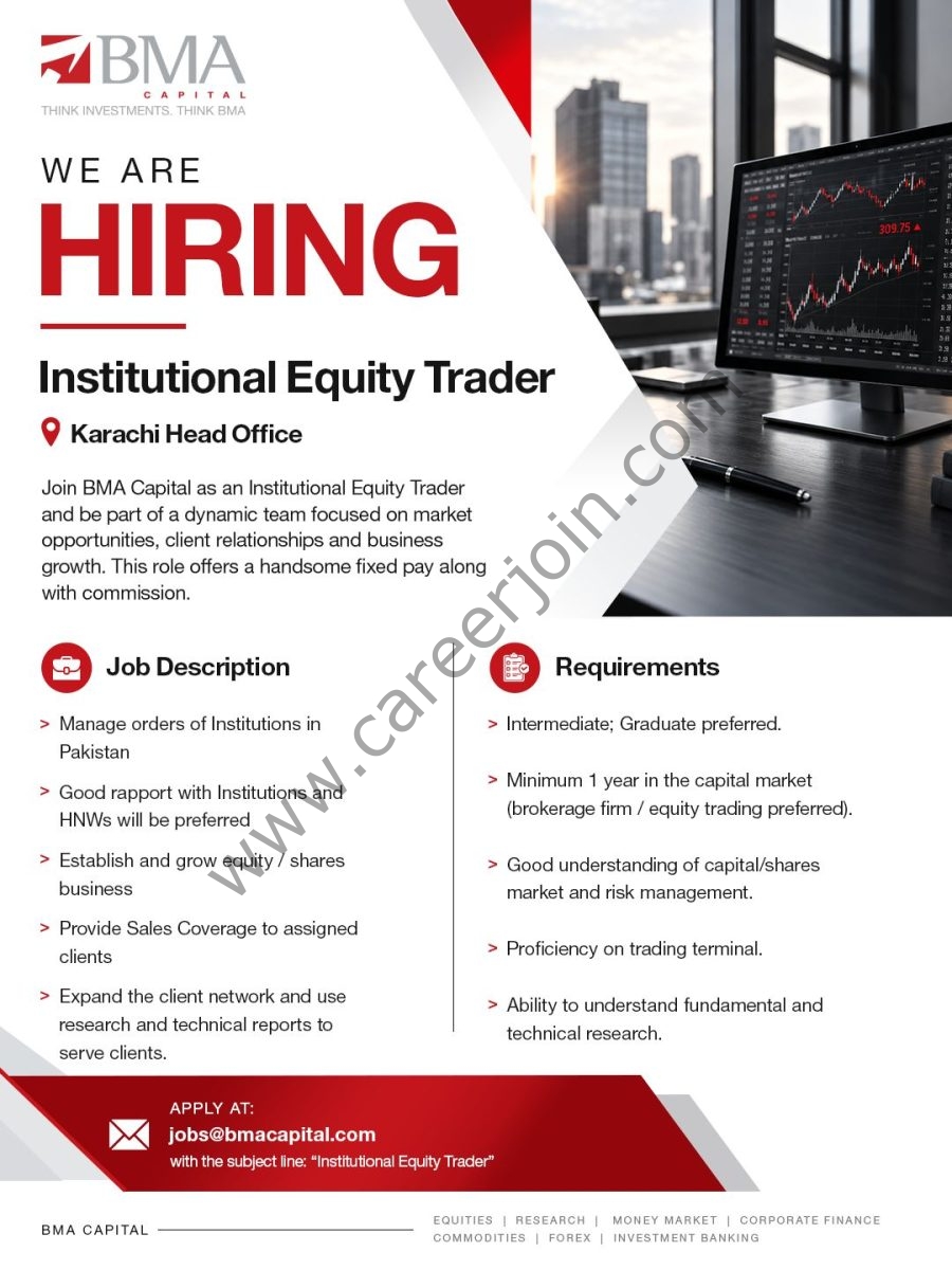 BMA Capital Management Limited Jobs Institutional Equity Trader 1