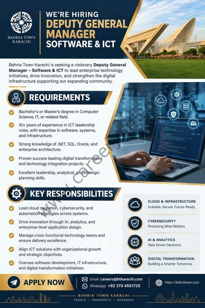 Bahria Town Karachi Jobs Deputy General Manager Software & ICT 1