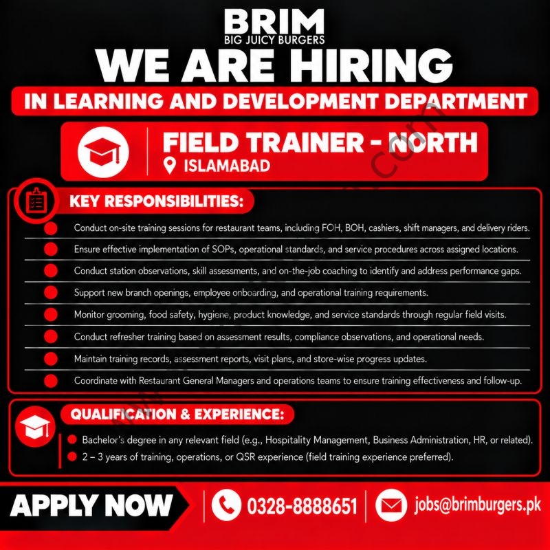 BRIM Burgers Jobs Field Trainer 1