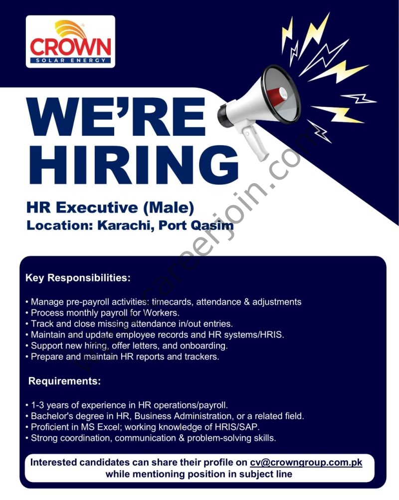 Crown Solar Energy Jobs HR Executive 1