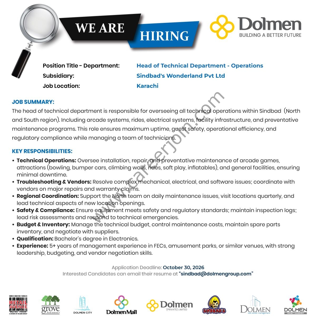 Dolmen Group Jobs Head of Technical Department Operations 1