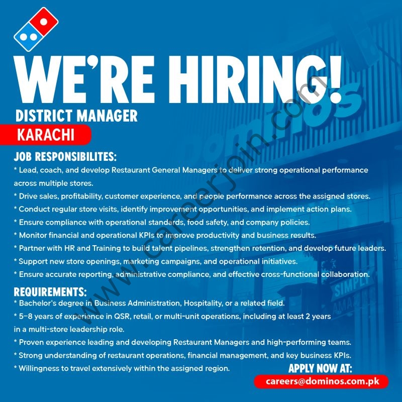 Domino's Pizza Pakistan Jobs District Manager 1
