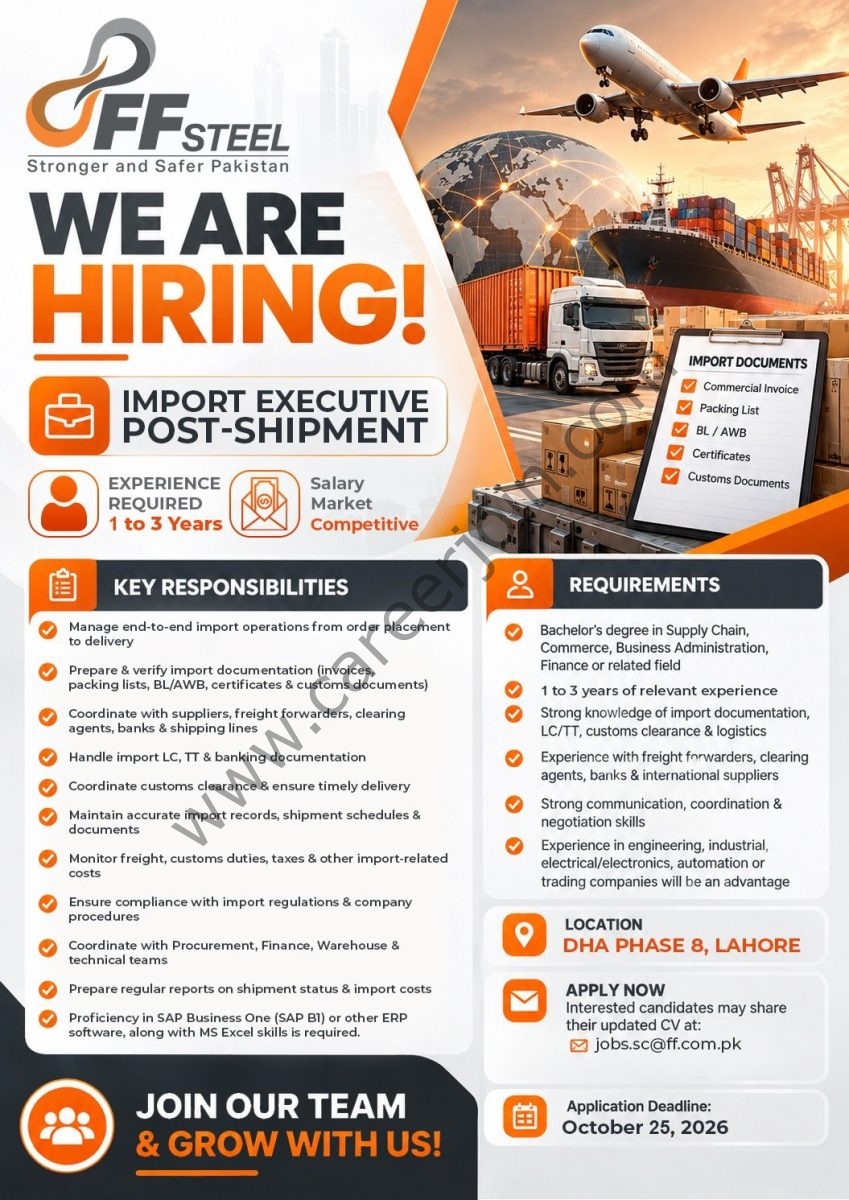 FF Steel Jobs Import Executive 1