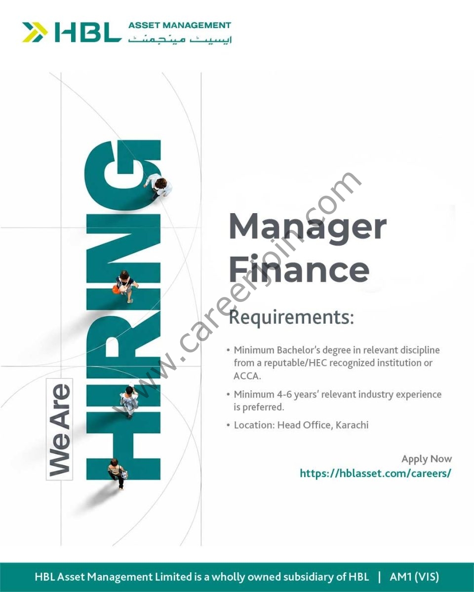 HBL Asset Management Limited Jobs Manager Finance  1