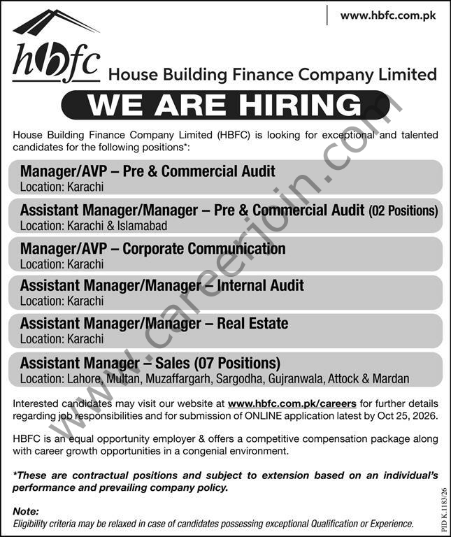Housing Building Finance Co Ltd HBFCL Jobs 11 October 2026 Express 1