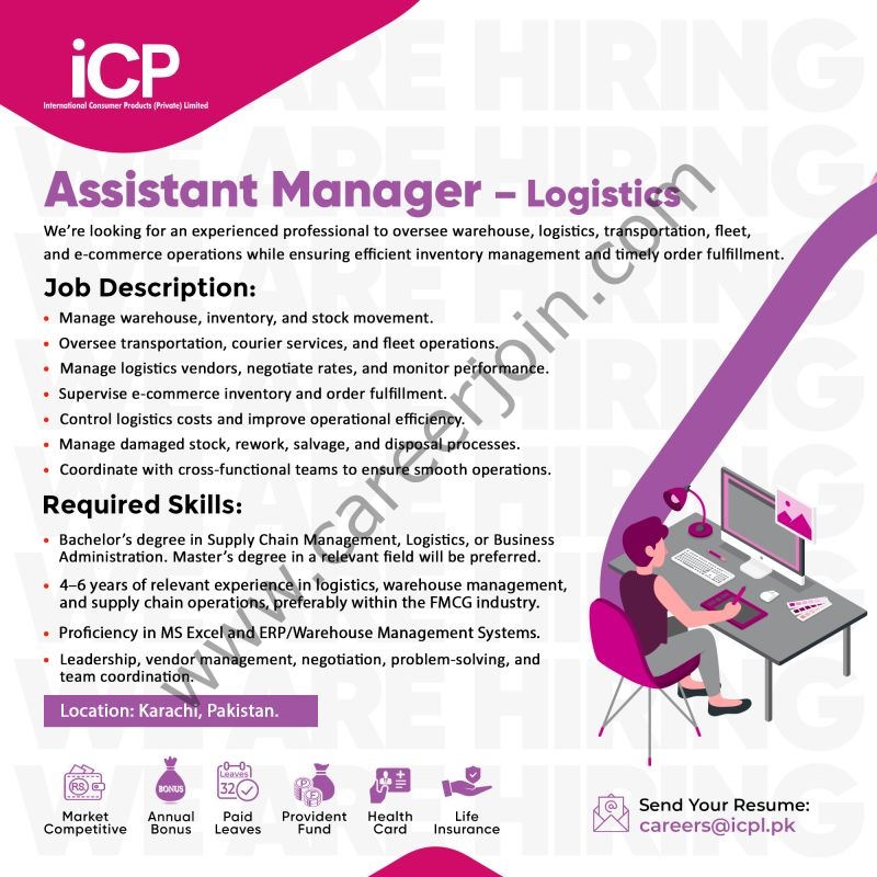 International Consumer Products (Pvt) Limited Jobs Assistant Manager Logistics 1