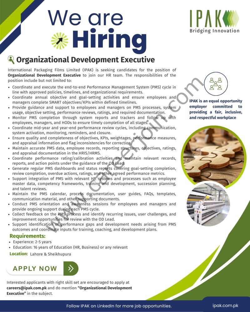 International Packaging Films Limited (IPAK) Jobs Organizational Development Executive 1