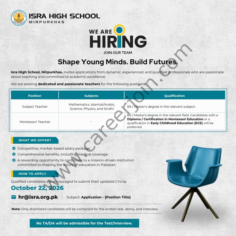 Isra High School Jobs October 2026 1