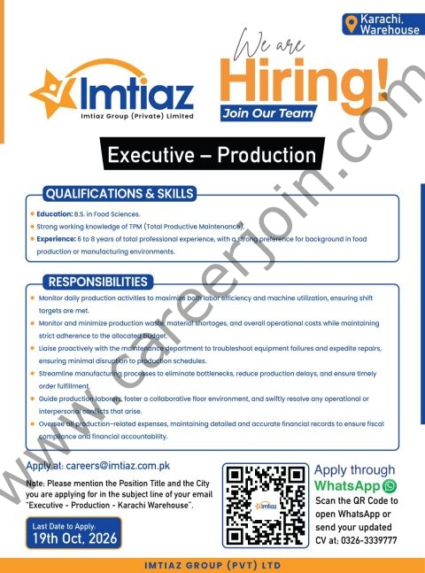 Imtiaz Group Jobs 08 October 2026 02 1