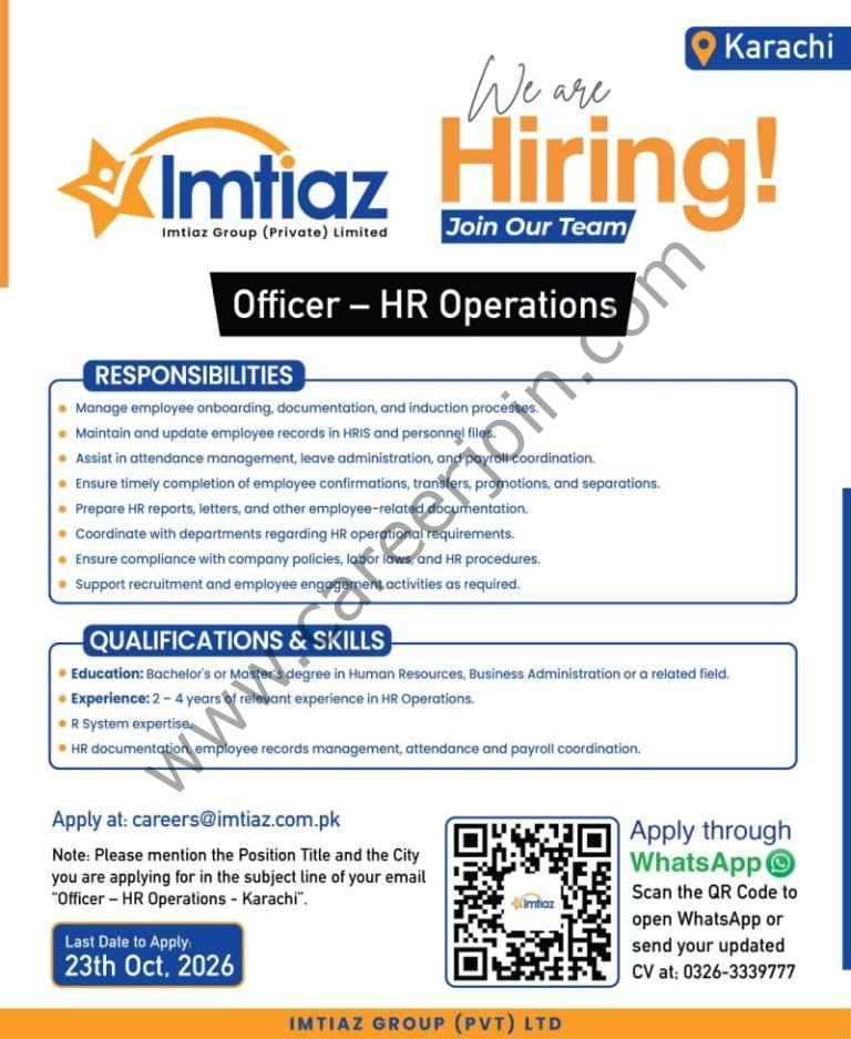 Imtiaz Group Pvt Ltd Jobs October 2026