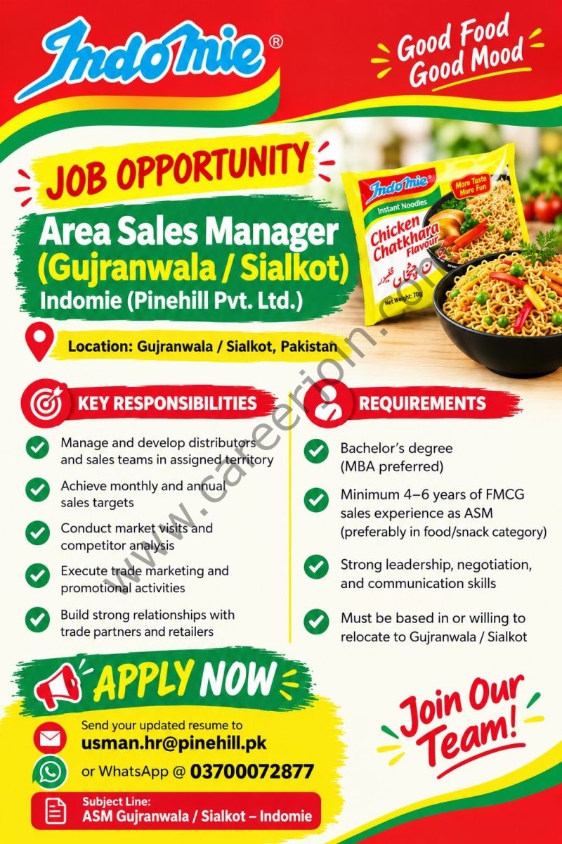 Indomie (Pinehill Pvt Ltd) Jobs Area Sales Manager 1