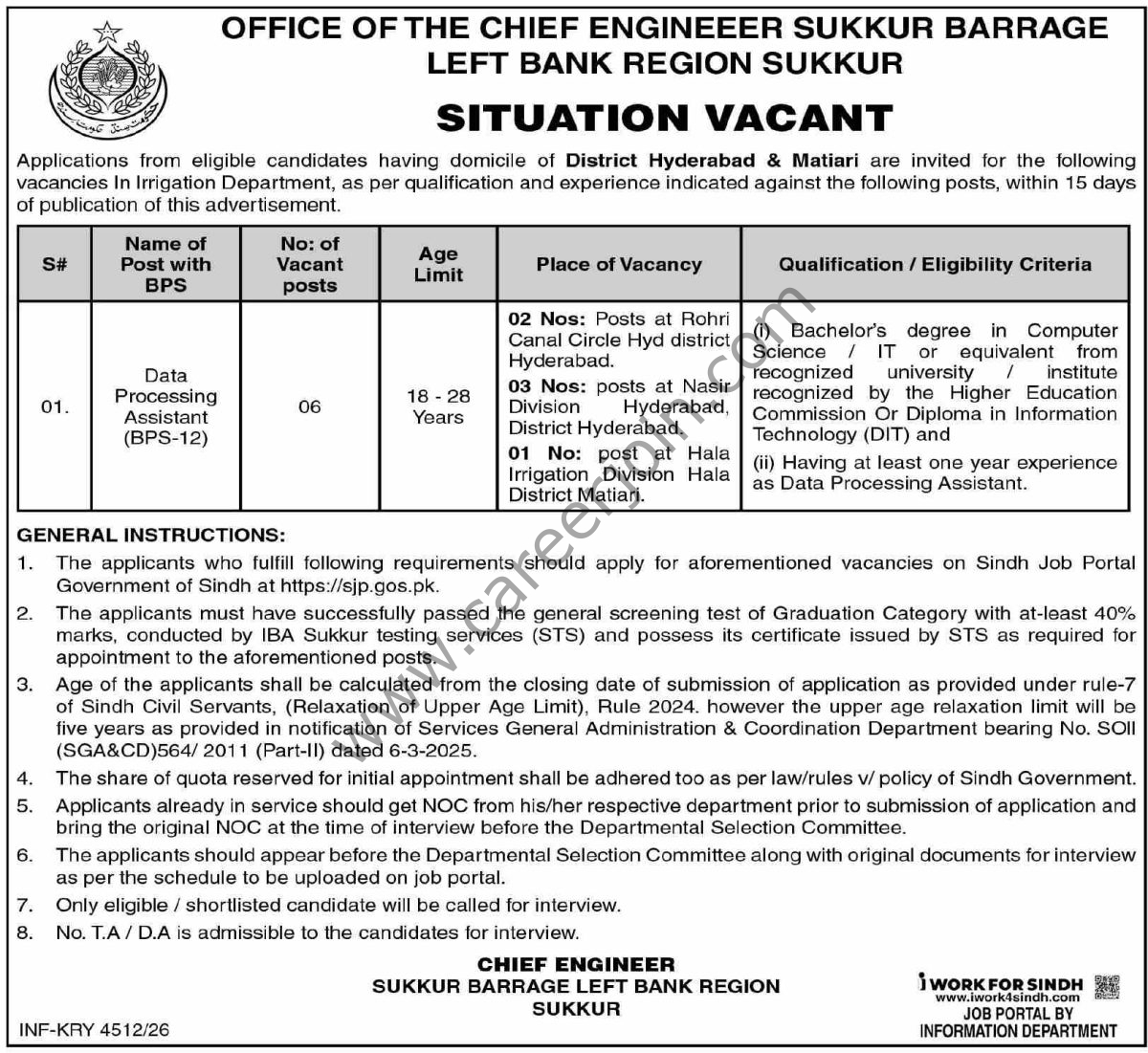 Irrigation Department Sindh Jobs 10 October 2026 Dawn 03 1