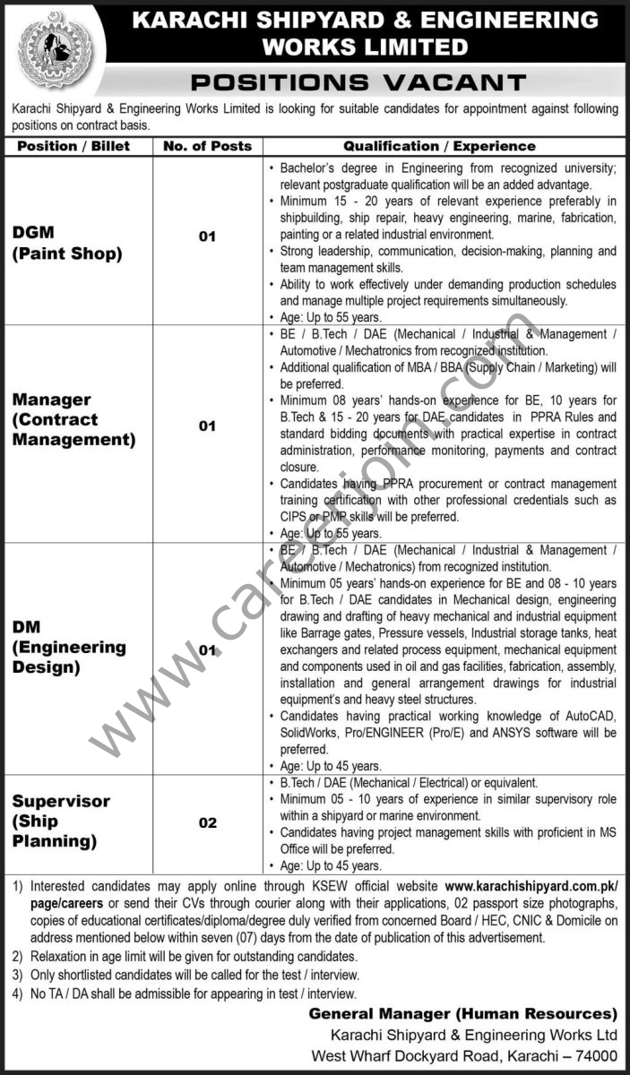 Karachi Shipyard & Engineering Works Ltd Jobs 14 October 2026 Express 1