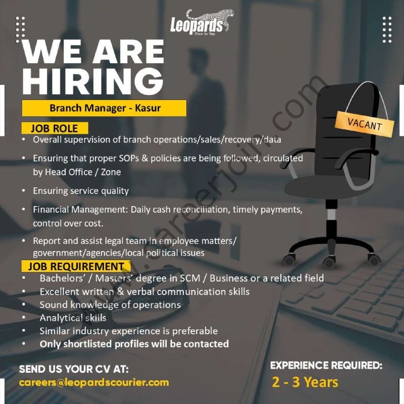Leopards Courier Jobs Branch Manager 1