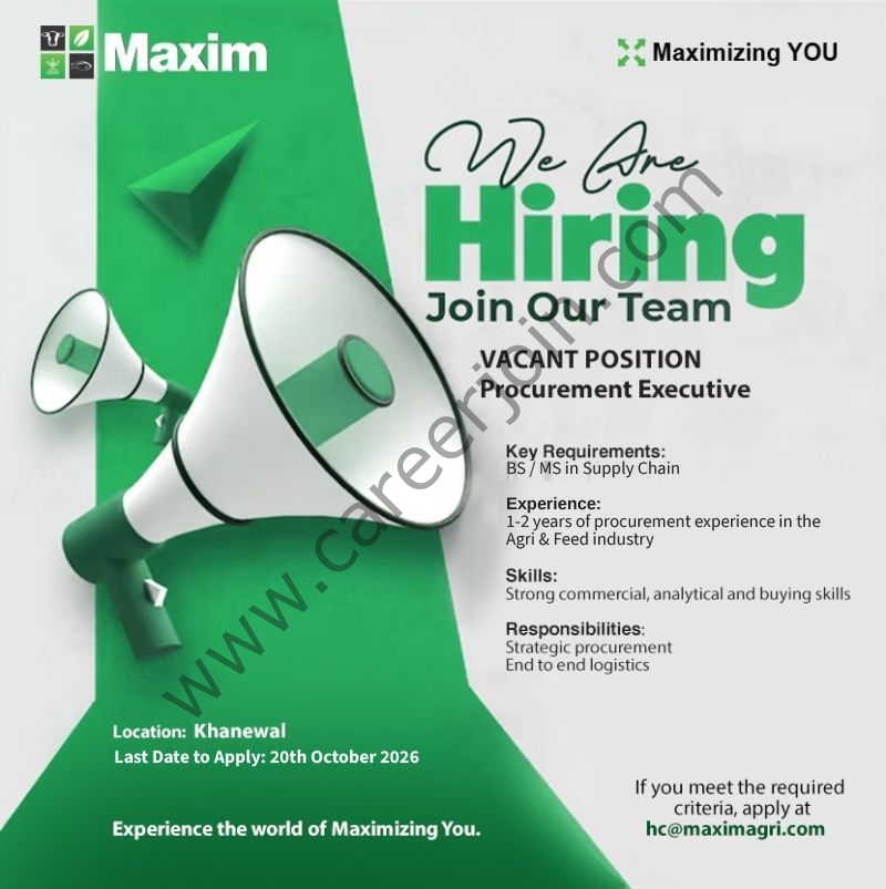 Maxim Agri Pvt Ltd Jobs Procurement Executive 1
