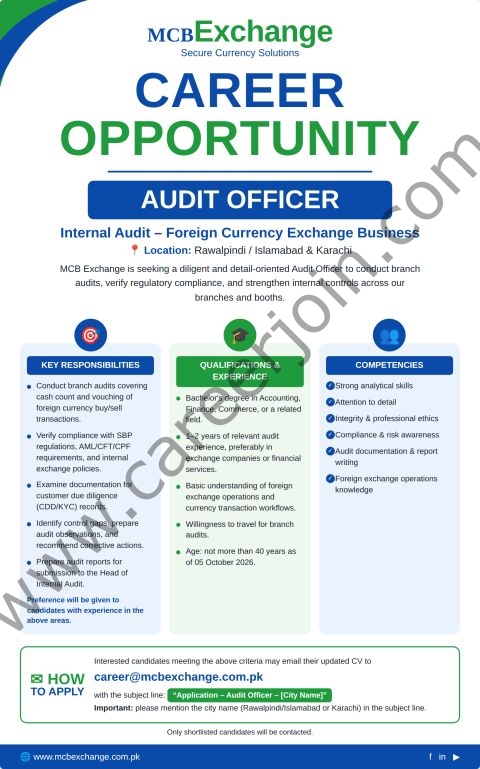 MCB Exchange Jobs 08 October 2026 1