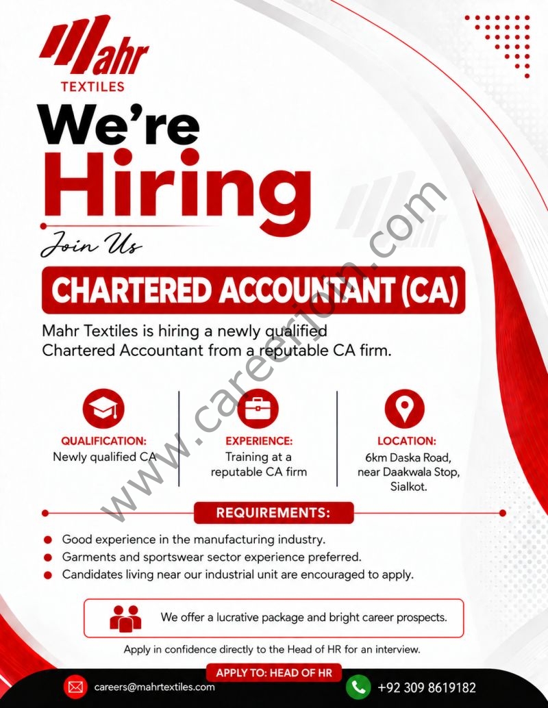 Mahr Textiles Jobs Chartered Accountants 1