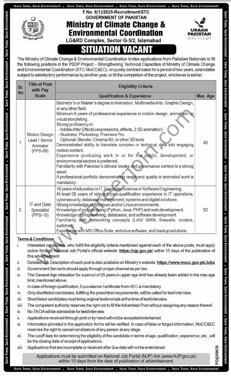 Ministry of Climate Change & Environmental Coordiation Jobs 04 October 2026 Dawn 1
