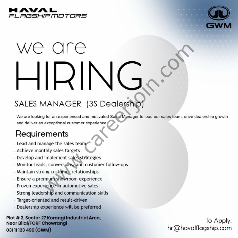 Haval Flagship Motors Jobs Sales Manager 1
